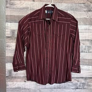 Panhandle Slim Western Pearl Snap Shirt Mens XL Red Striped USA Made Vintage